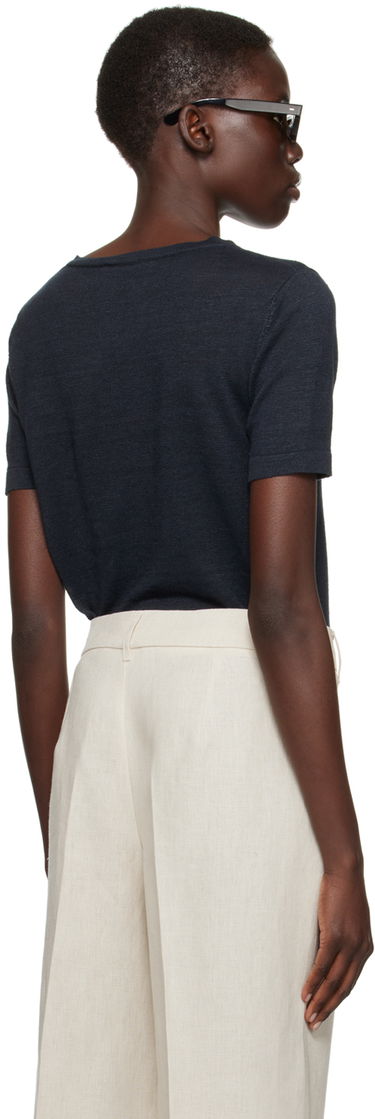 Тениска Max Mara Pocket Linen T-Shirt Тъмно синьо | 2419361013600, 2