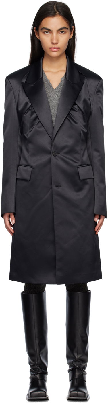 Палта We11done Single-Breasted Satin Coat Черно | WD-CT1-23-043-W-BK, 0