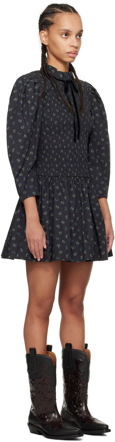 Pокля GANNI Ganni Printed Smock Mini Dress Черно | W0074, 1