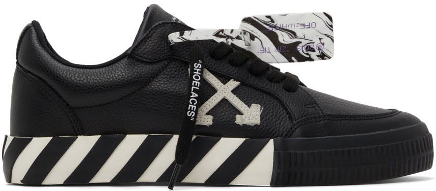 Кецове и обувки Off-White Black Leather Vulcanized Low Sneakers Черно | OMIA085F21LEA0031001, 0