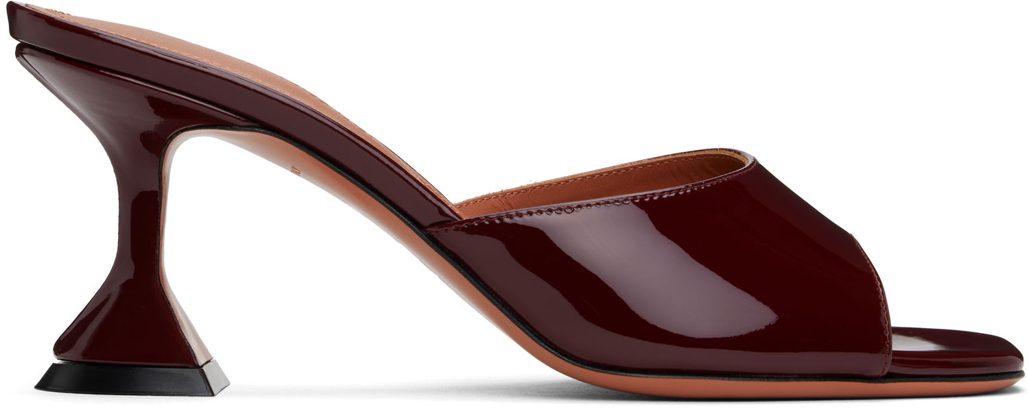 Аксесоари Amina Muaddi Amina Muaddi Lupita 70 Heeled Patent Leather Sandals Бургунди | LUPITA SLIPPER 70 PATENT, 0
