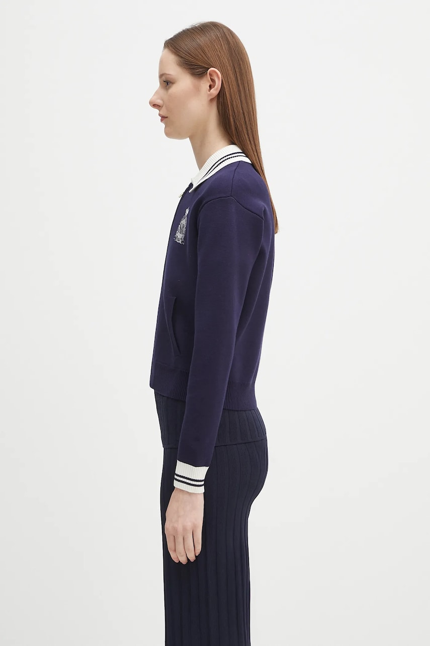 Пуловер Sporty & Rich Sporty & Rich Royal Club Zipped Cardigan Тъмно синьо | CA006620219BL106, 1