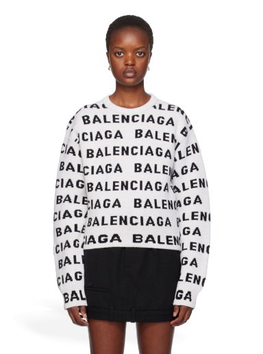 Пуловер Balenciaga Jacquard Sweater Бяло | 761591 T1673