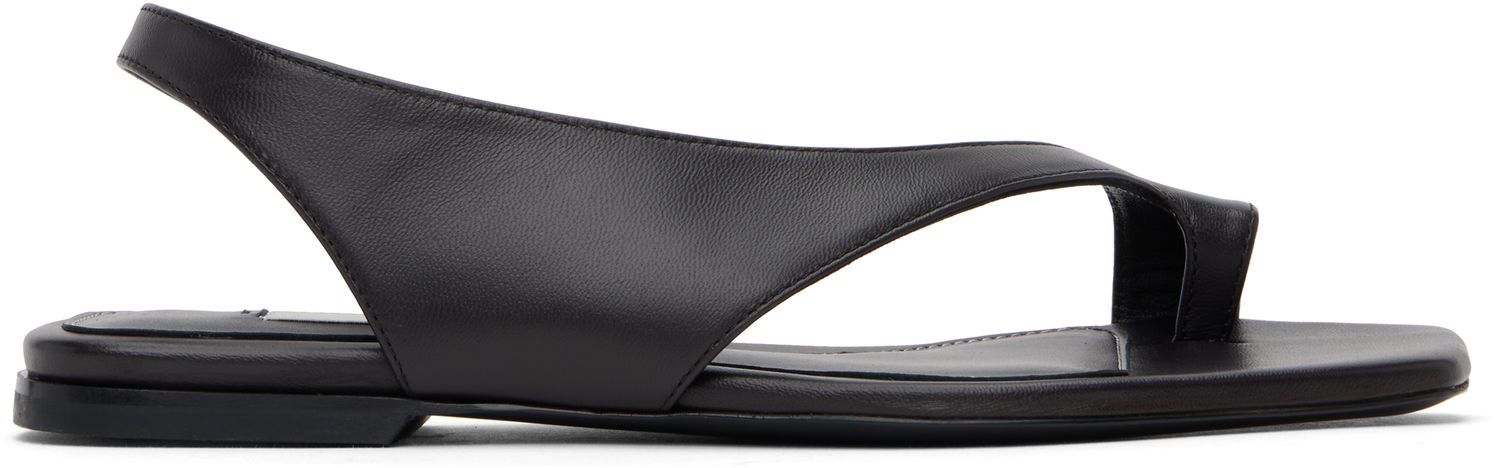 Кецове и обувки TOTEME TOTEME Leather Thong Sandals Черно | 252-WAS0202-LE0131, 0