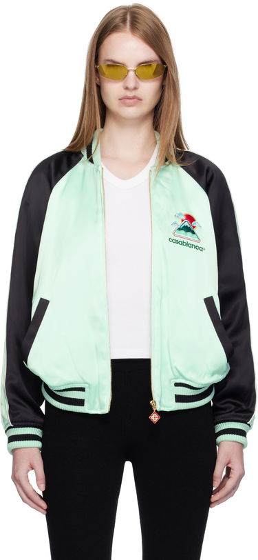 Яке бомбър Casablanca Casablanca Embroidered Satin Bomber Jacket Зелено | WPF25-JK-373-01, 0