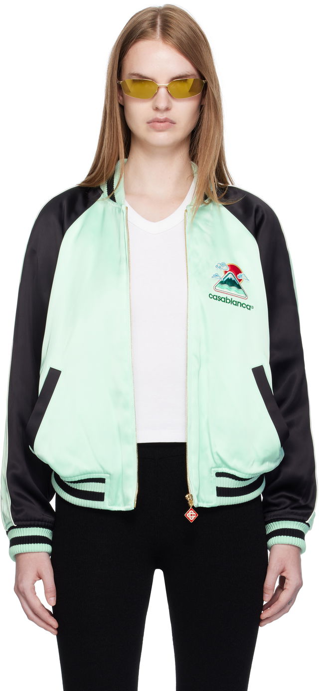 Casablanca Embroidered Satin Bomber Jacket