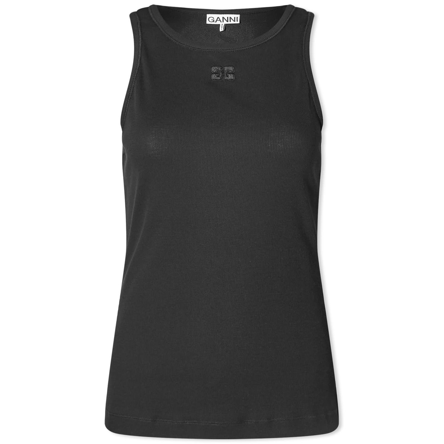 Потник GANNI Soft Cotton Rib Tank Top Черно | T3898-099, 0