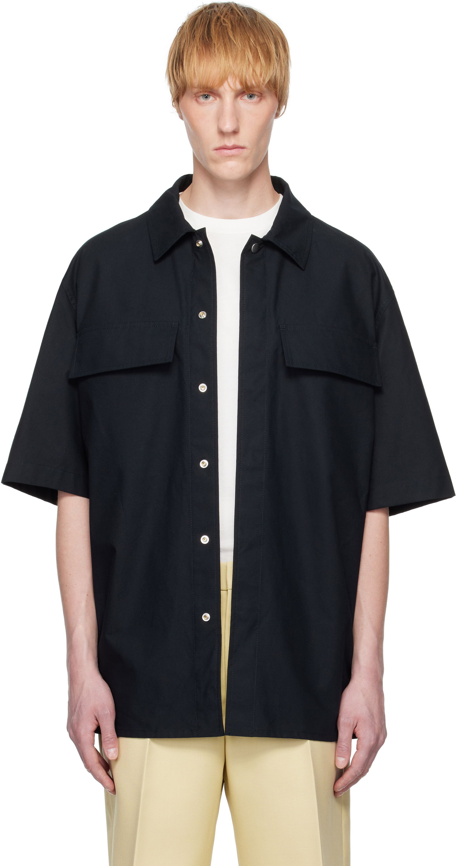 Риза Jil Sander Jil Sander Cotton Short Sleeve Shirt Черно | J47DL0163_J45296, 0