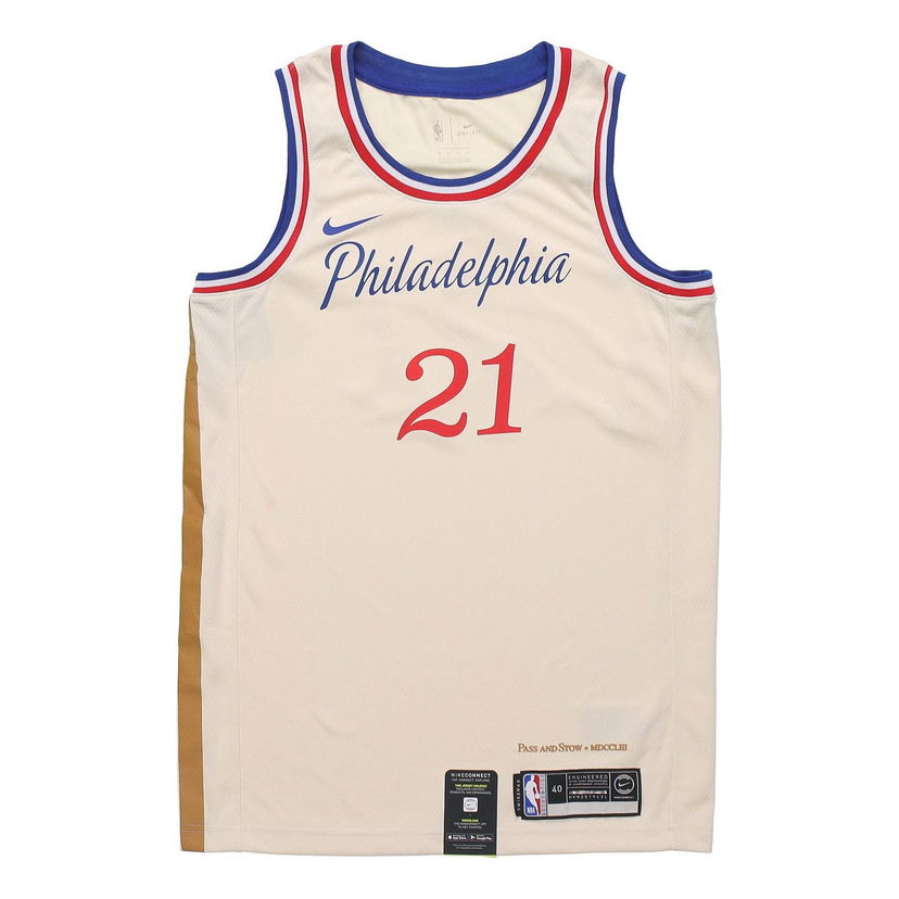 Фланелка Nike NBA City Edition Philadelphia 76ers #21 Basketball Swingman Jersey Бежово | AV4664-280