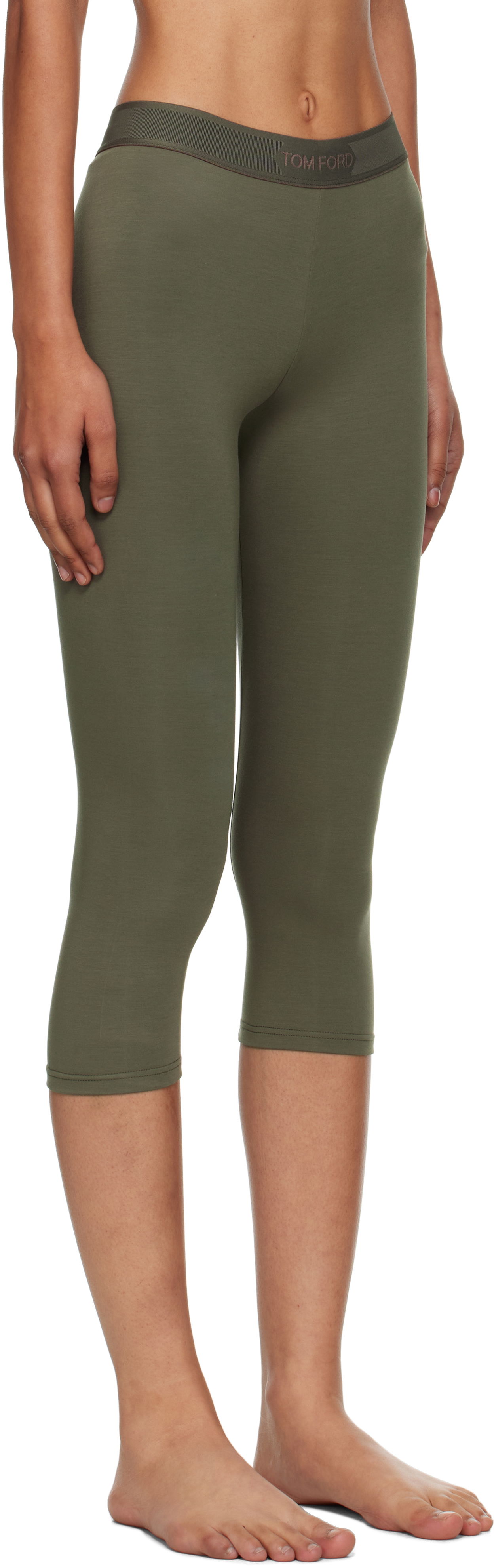 Клинове Tom Ford Tom Ford Modal Yoga Capri Leggings Зелено | PAJ102-JEX166, 1