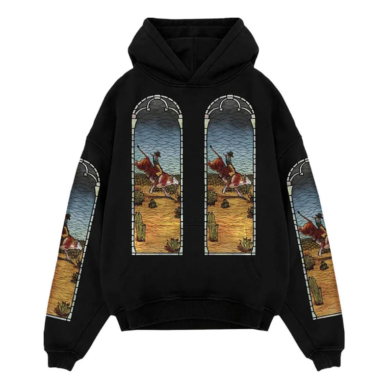 Суитчър Who Decides War Who Decides War x EST Gee Stained Glass Print Hoodie Черно | WDWES637, 0