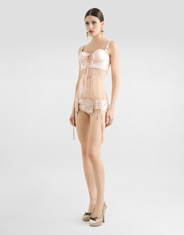 Сутиен Dolce & Gabbana Dolce & Gabbana Satin Bralette Top with Corset Detail Бежово | F7AW6TGDCMXF0658, 1