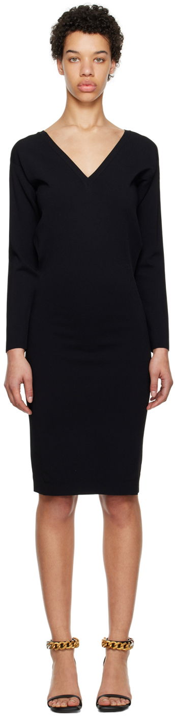 Pокля Stella McCartney Compact V-Neck Dress Черно | 6K0426S2076