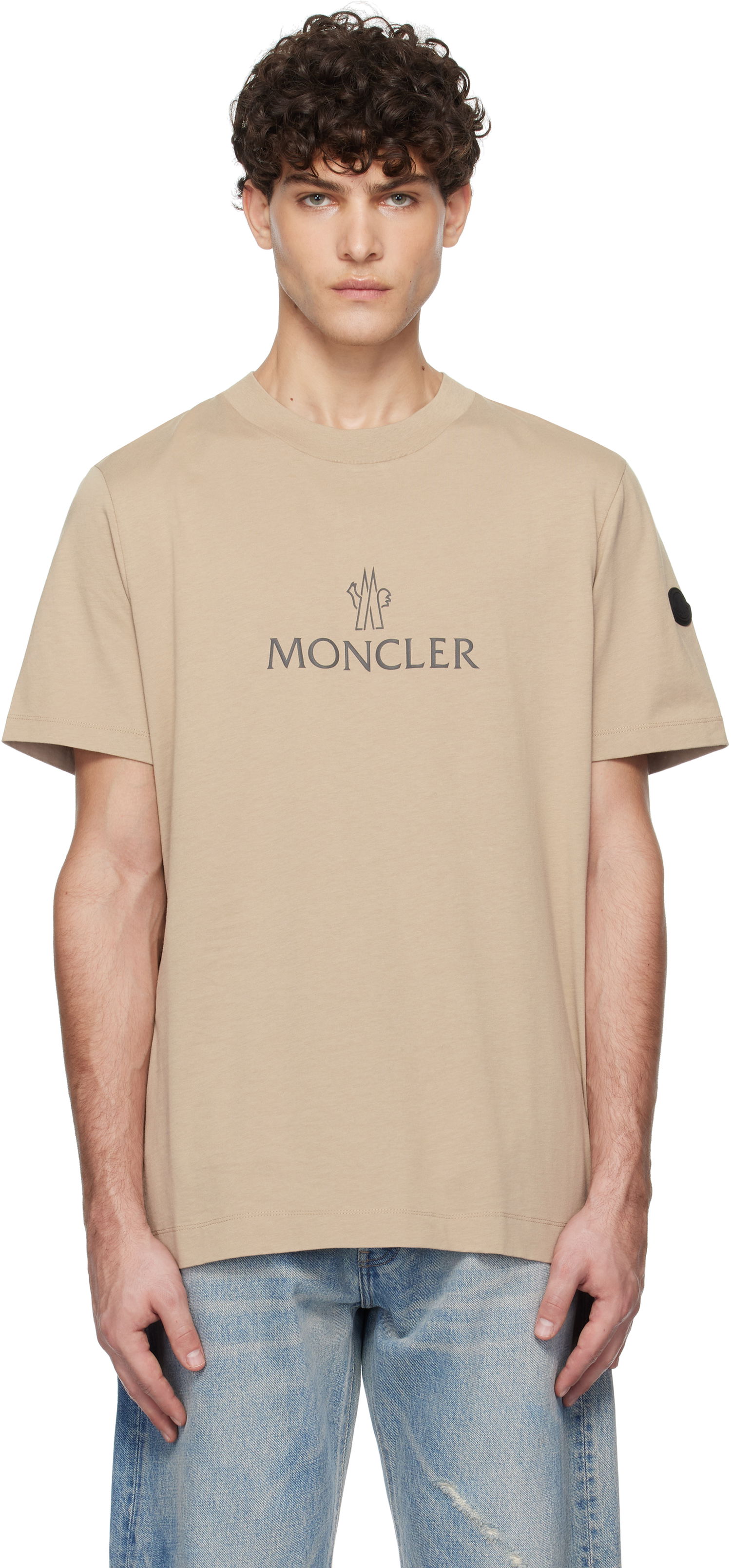 Тениска Moncler Logo Cotton T-Shirt Бежово | K10918C00024829H8, 0