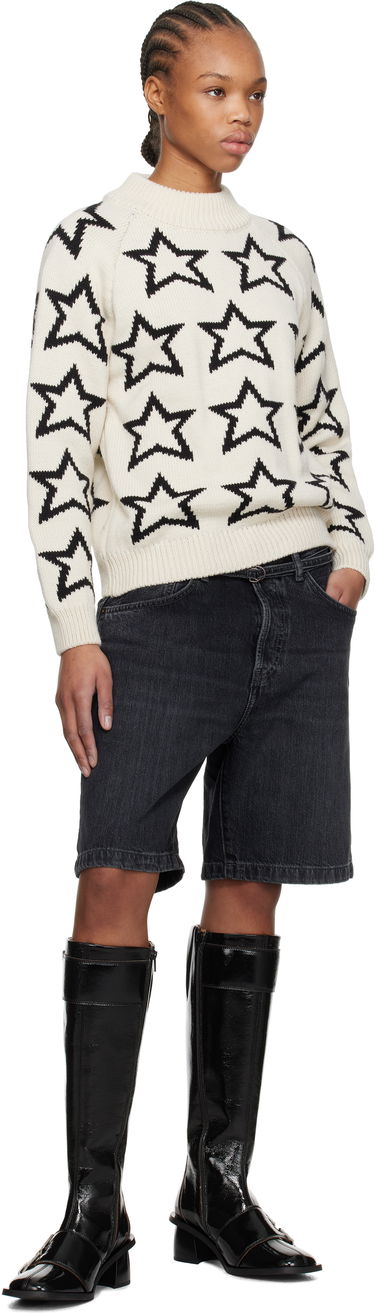 Пуловер RE/DONE Re/Done Mock Neck Star Sweater Бяло | 797-10WMSTPUL, 3