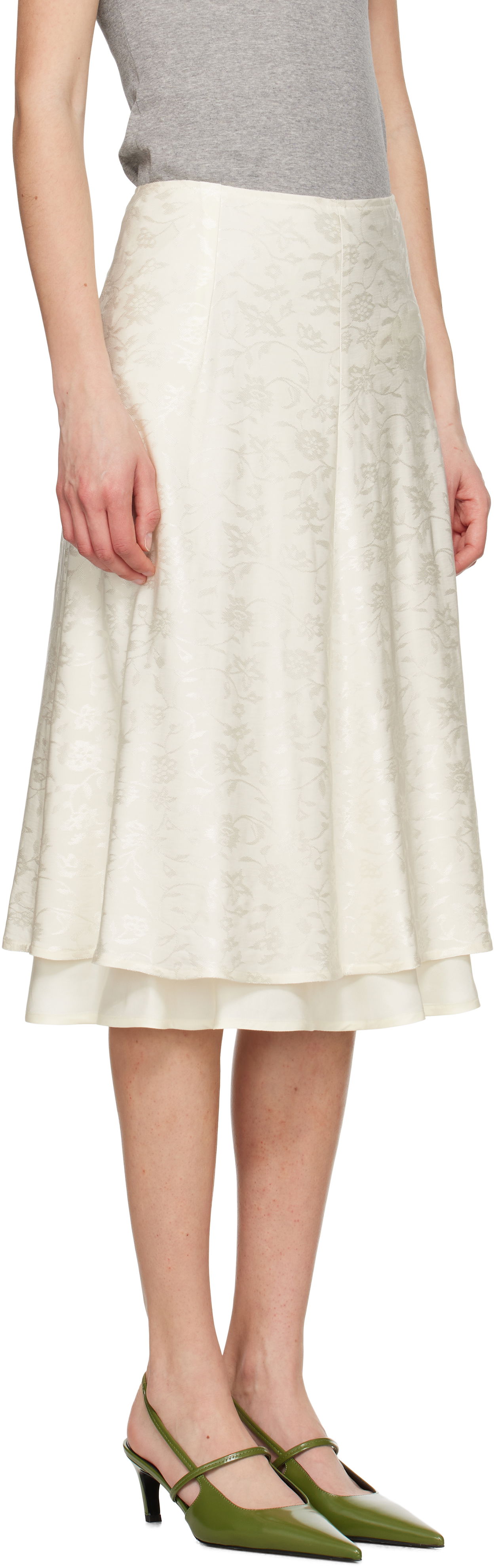 Пола Jil Sander Jil Sander A-Line Midi Skirt Бяло | J03MA0226_J20297, 1