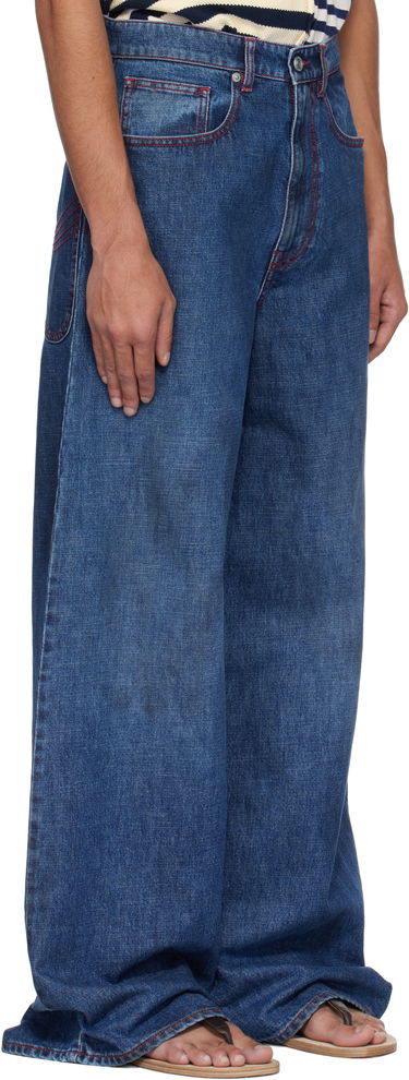 Дънки ERL ERL Baggy Indiana Distressed Jeans Синьо | ERL10P013, 1