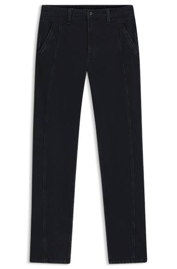 Barrel-leg jeans with front seam in soft denim