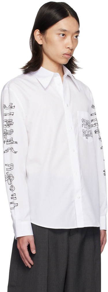 Риза Simone Rocha Simone Rocha Ribbon Logo Print Shirt Бяло | 5281P1921 1025, 1