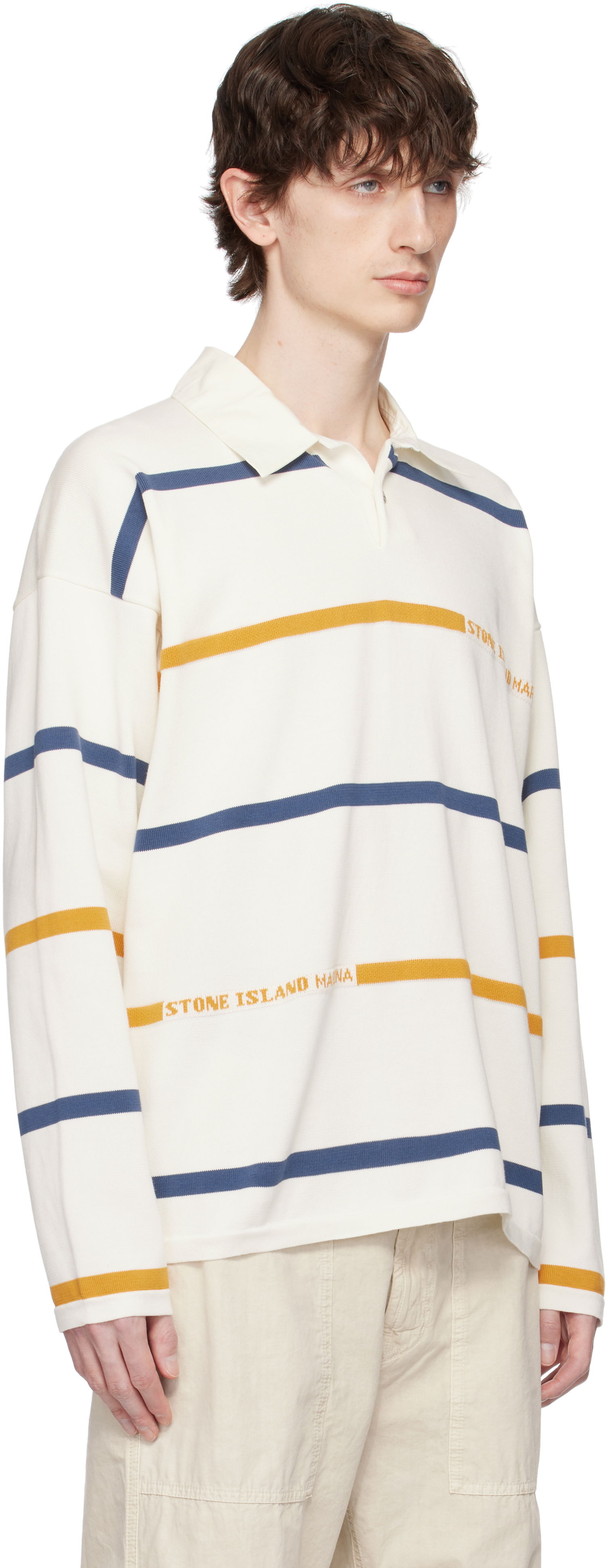 Поло тениска Stone Island Stone Island Striped Organic Cotton Polo Бяло | K1S15 5100035 S00XB, 1