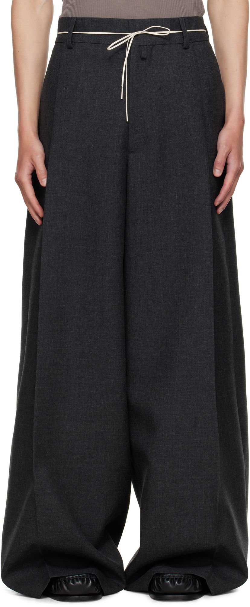 Панталони Dries Van Noten Dries Van Noten Wide Leg Pleated Trousers Сиво | 252-020915-2247