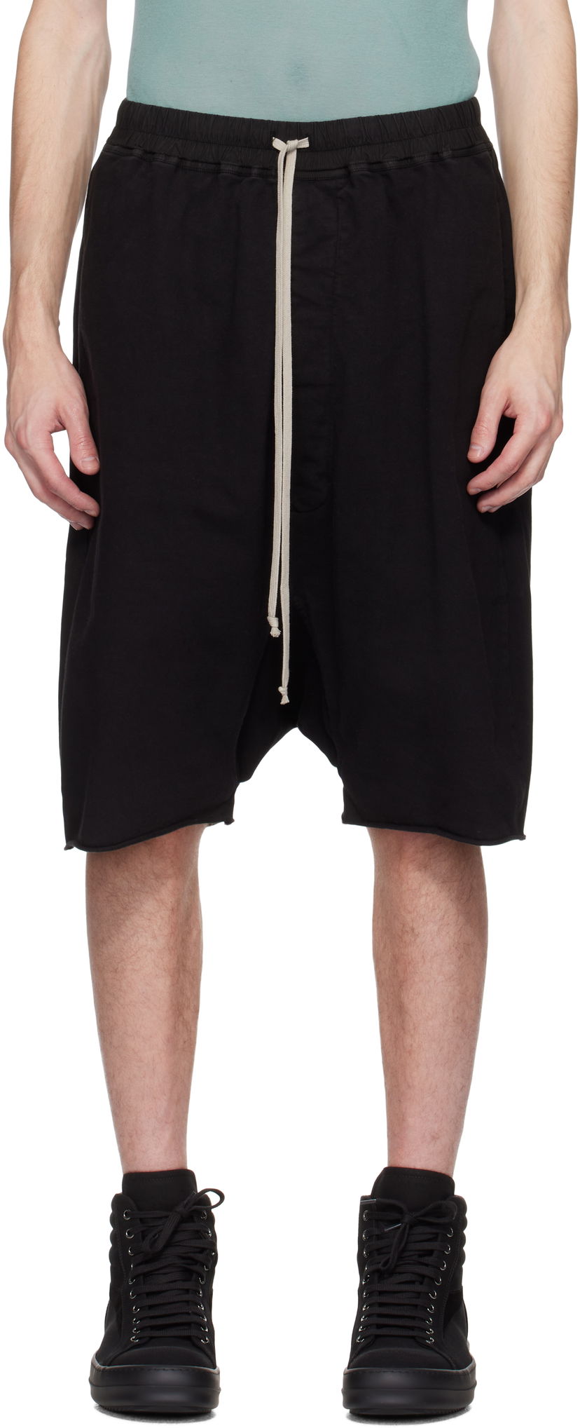 Къси панталони Rick Owens Hollywood Drawstring Pods Shorts Черно | DU01E3380 RIGP