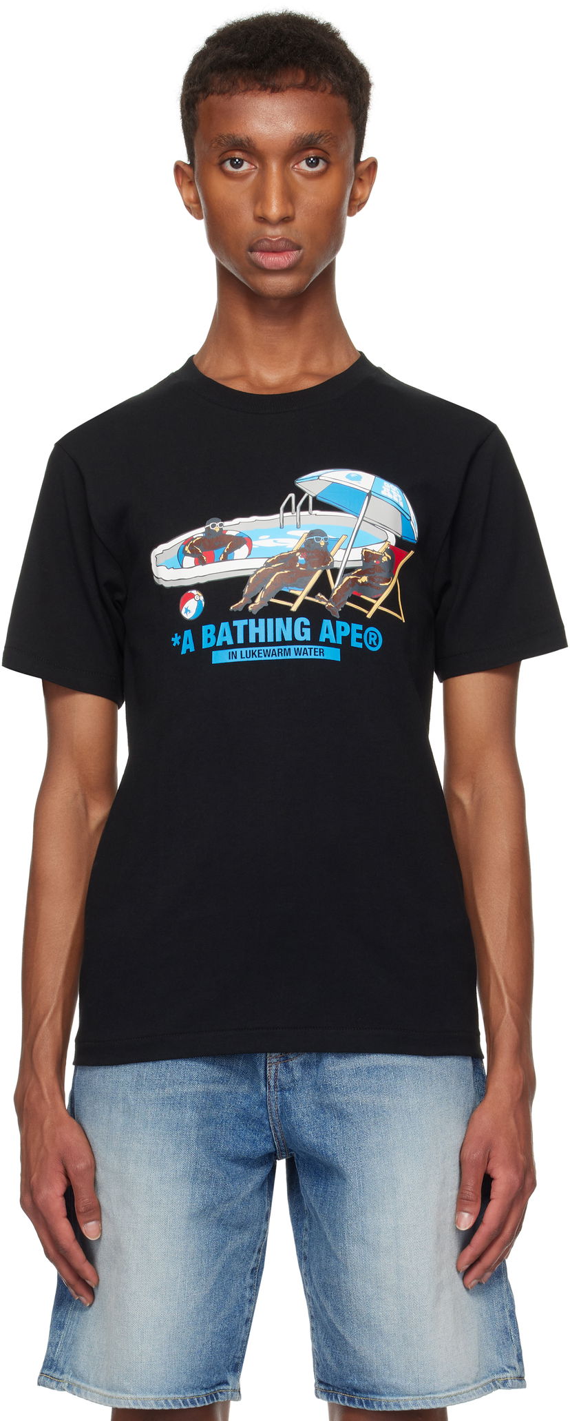 Тениска BAPE Poolside T-shirt Черно | 001TEK701001F