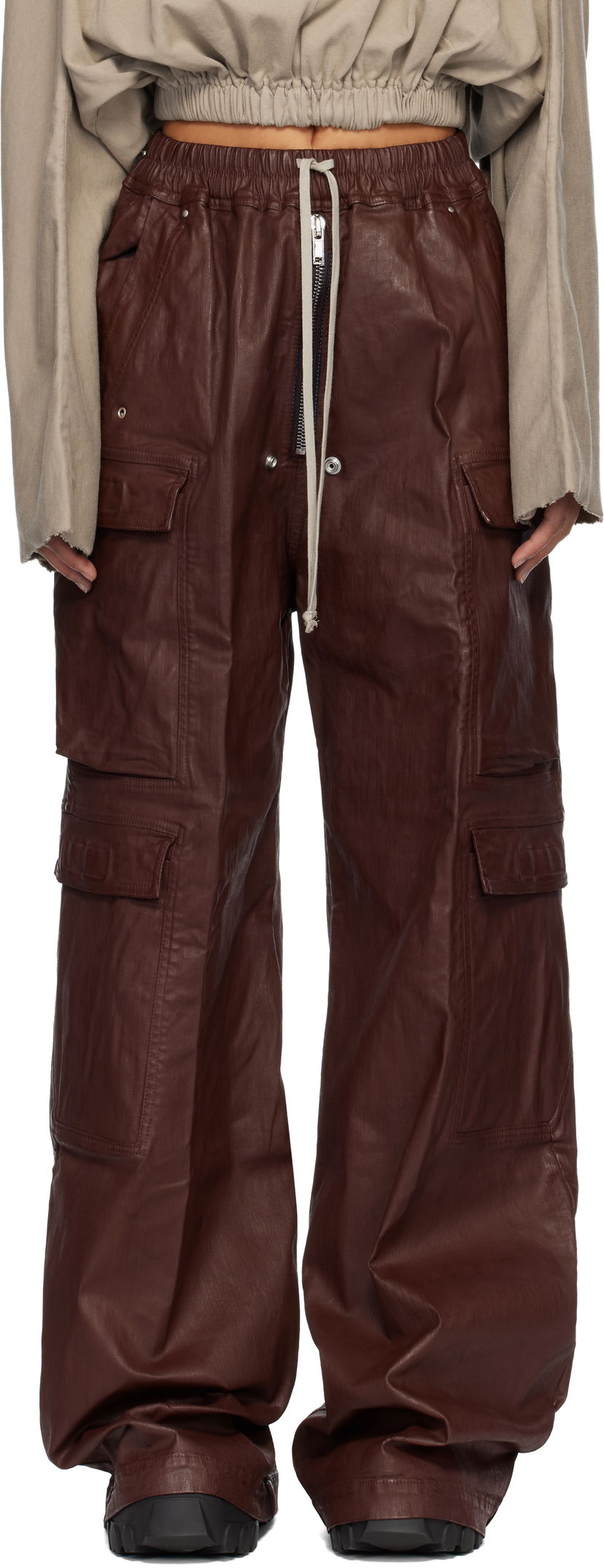 Карго панталони Rick Owens Concordians Double Jumbo Belas Denim Cargo Pants Кафяво | DS02E7324 SDSW