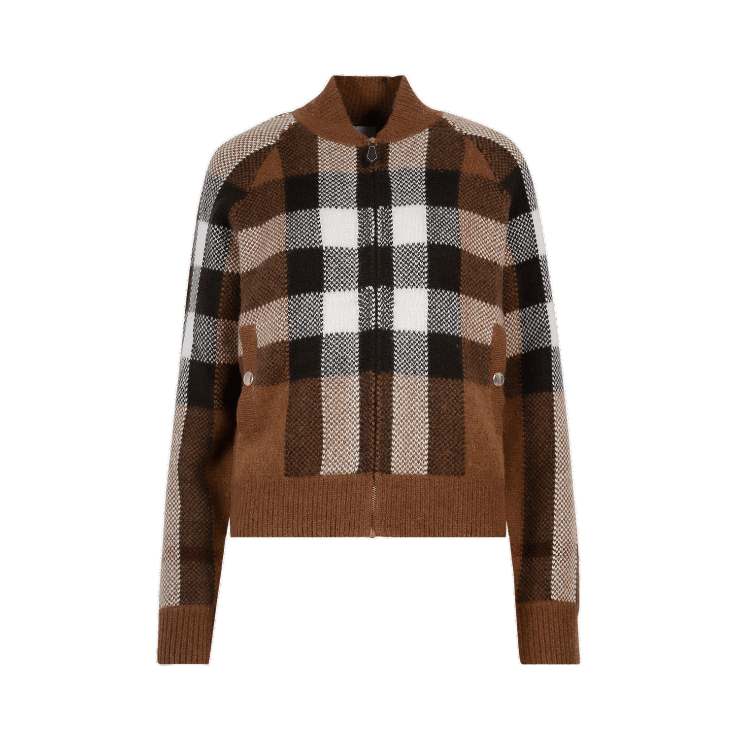 Яке бомбър Burberry Intarsia Check Bomber Jacket Кафяво | 8048445, 0
