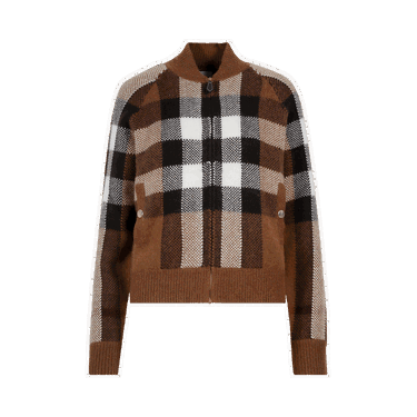 Яке бомбър Burberry Intarsia Check Bomber Jacket Кафяво | 8048445, 0