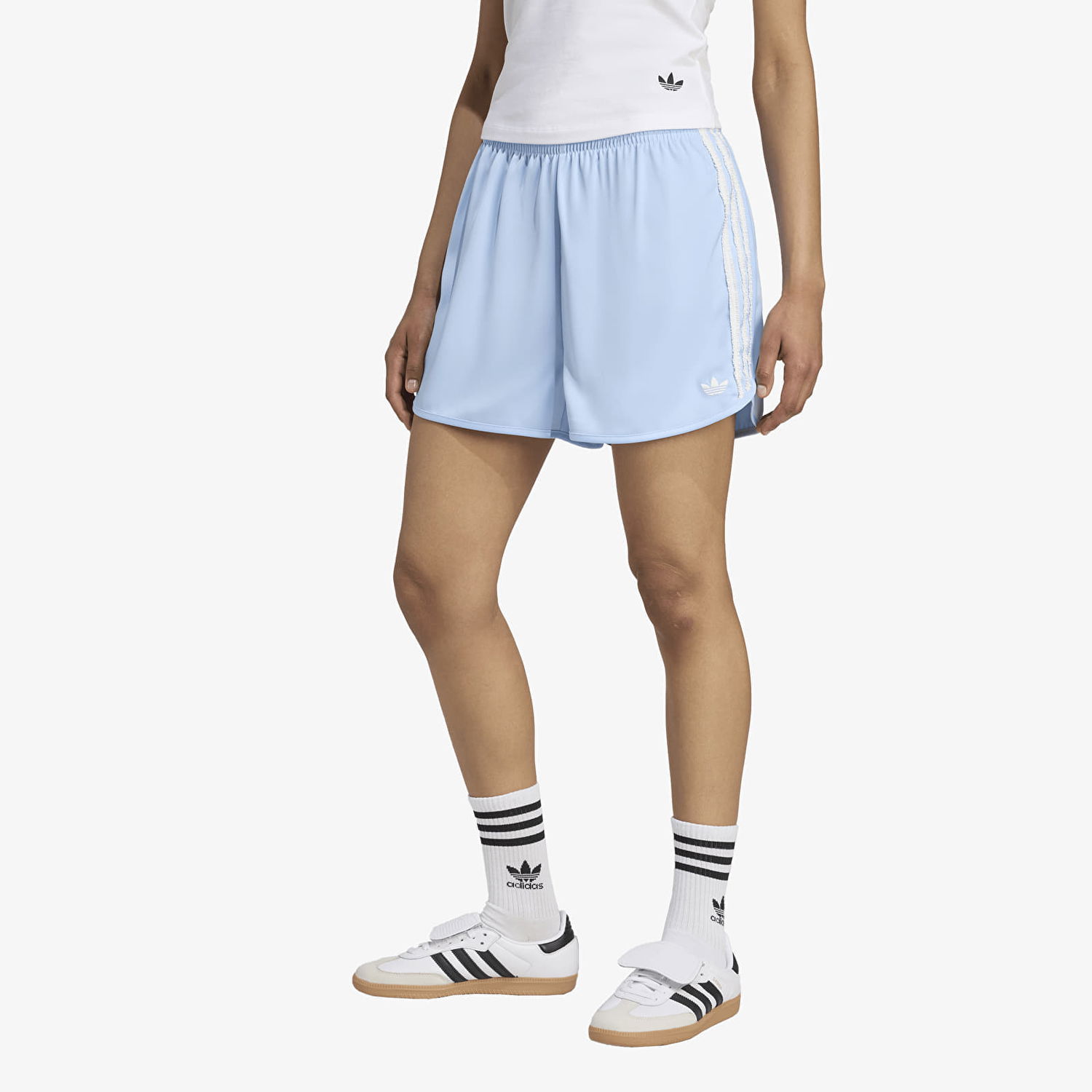 Къси панталони adidas Originals adidas Originals Satin Ruffle 3-Stripes Shorts Синьо | KC8817, 0