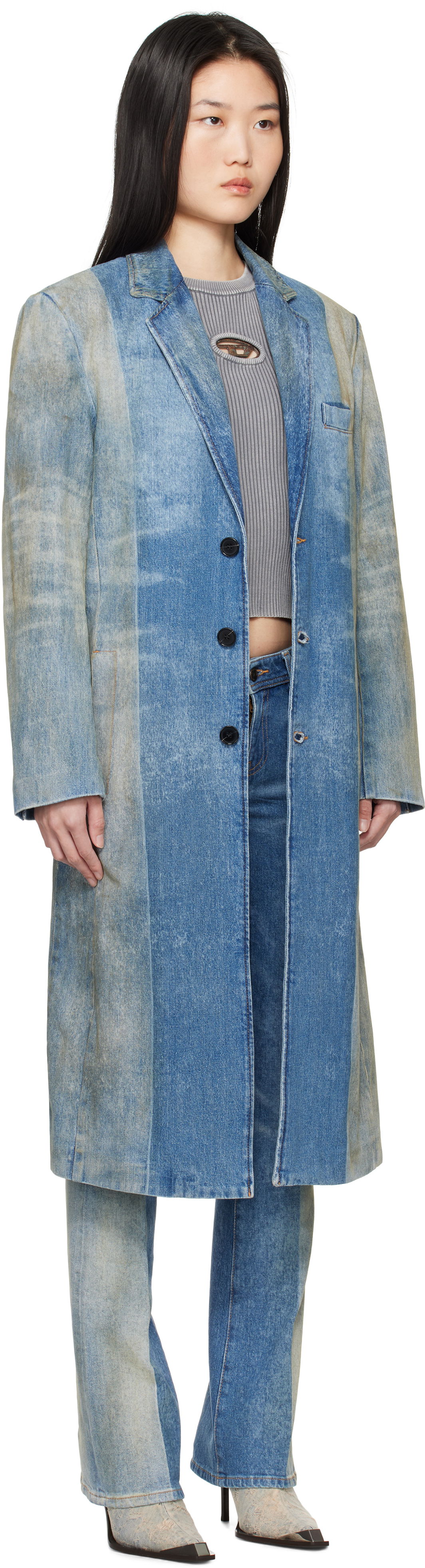 Тренчкот Diesel Denim Blazer Coat Синьо | A16830 09L04, 1
