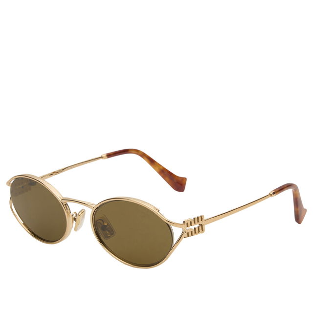 Elongated Oval Sunglasses with Cutout Temples