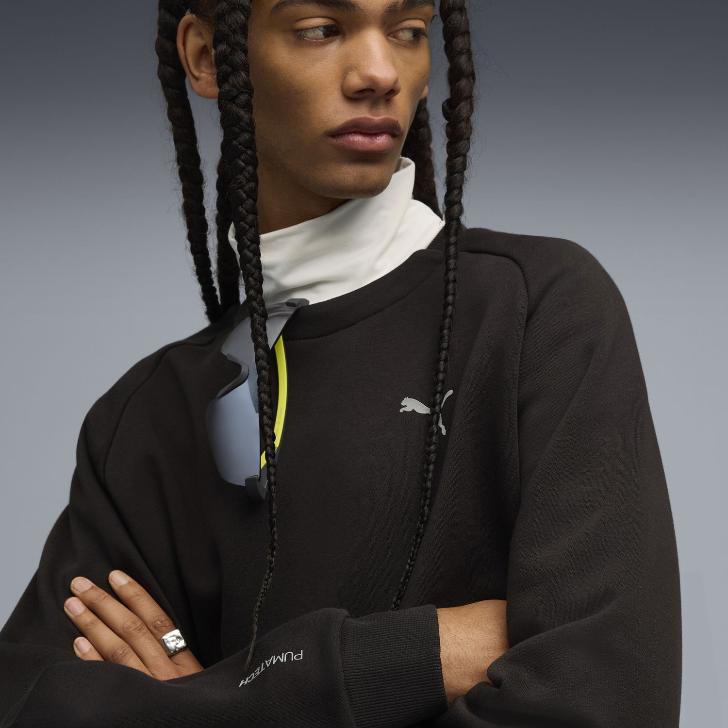 Суитчър Puma PUMATECH Relaxed Sweatshirt with Zip Pocket Черно | 633436_01, 1