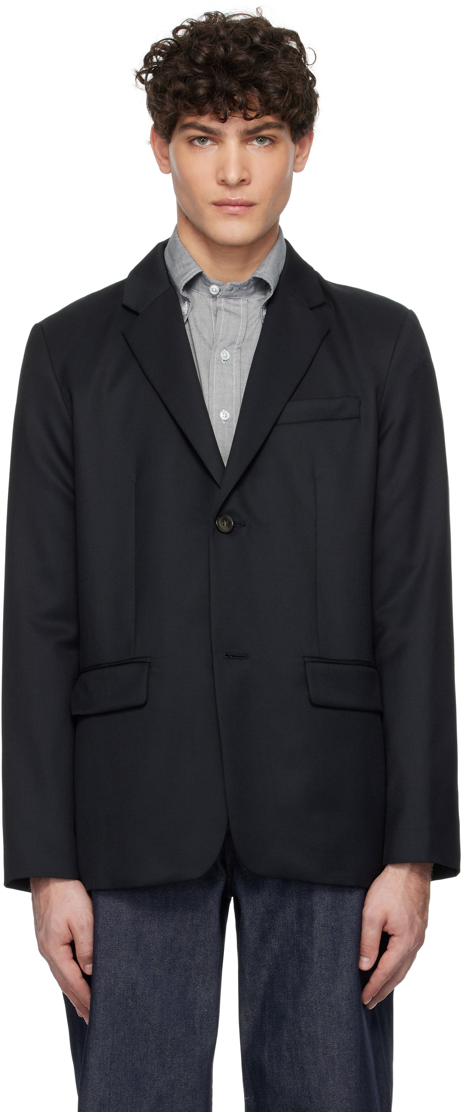 Яке A.P.C. Single-Breasted Blazer Черно | WOAPO-H03136, 0
