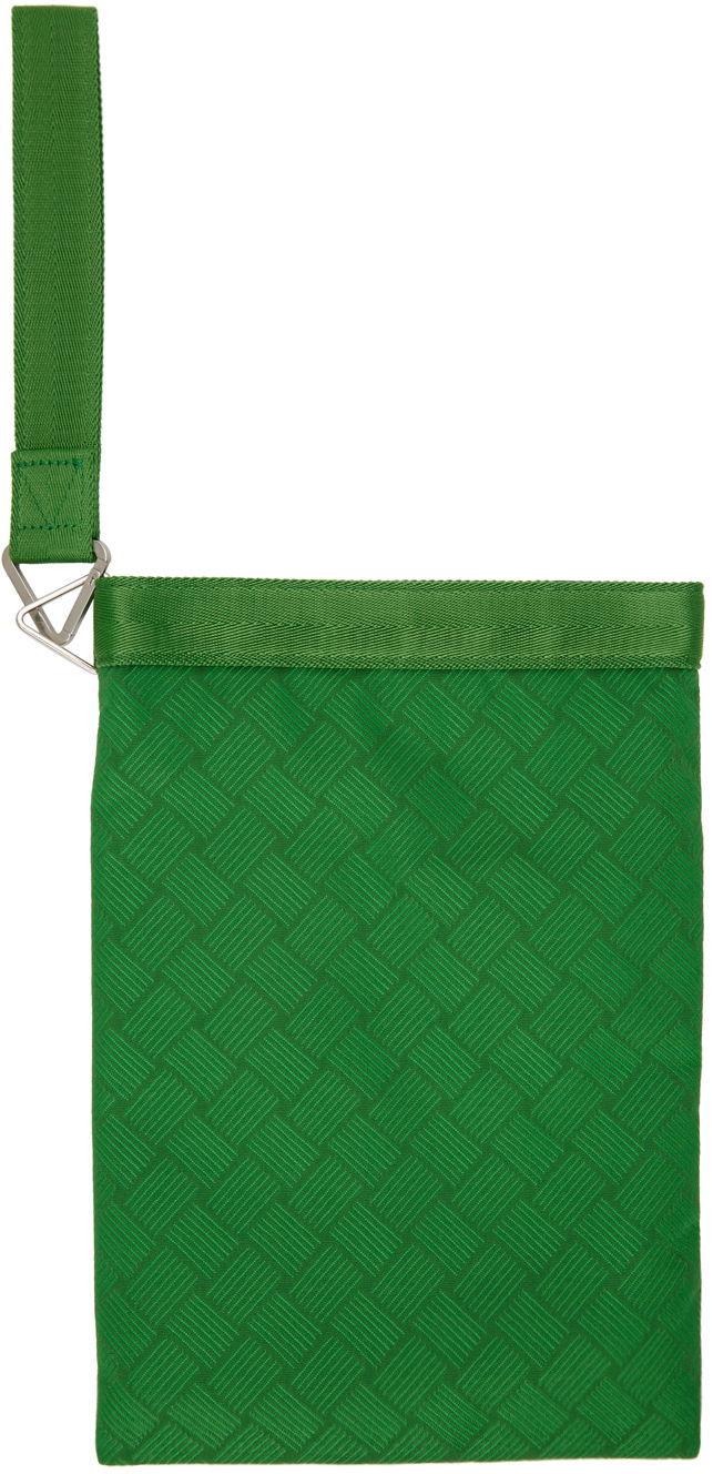 Дамска чанта Bottega Veneta Jacquard Wrist Pouch Зелено | 667025 V0EP4, 0
