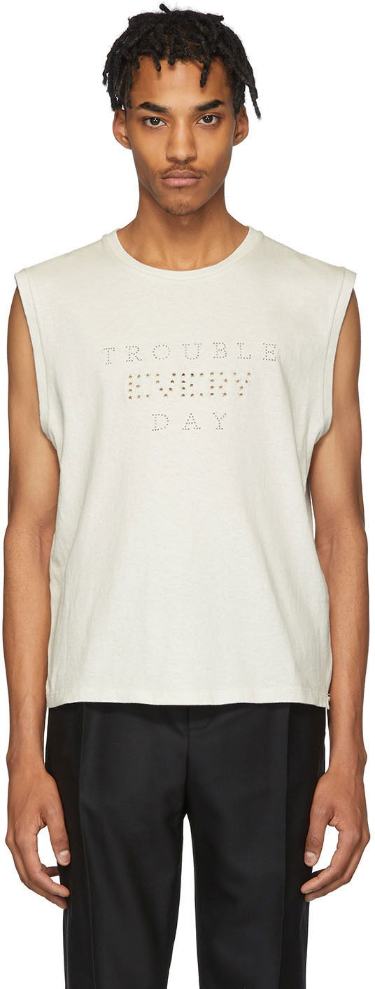 Потник Saint Laurent Saint Laurent Sleeveless 'Trouble Every Day' T-Shirt Бежово | 605361YBQC2, 0