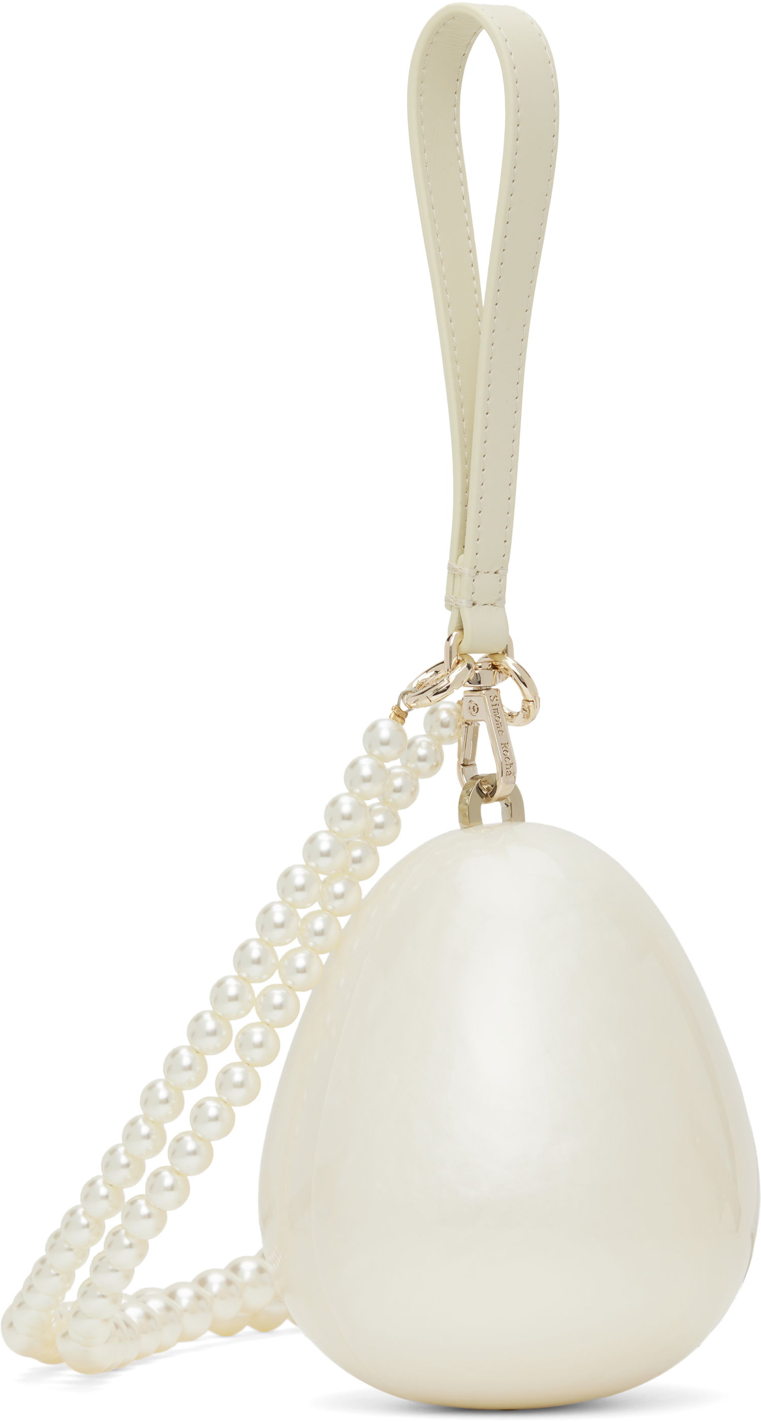 Дамска чанта Simone Rocha Simone Rocha Micro Pearl Egg Shaped Bag Бяло | BAG110B 0773, 1