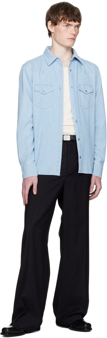 Риза Tom Ford TOM FORD Denim Chambray Western Shirt Синьо | HDS001-FMC240, 3