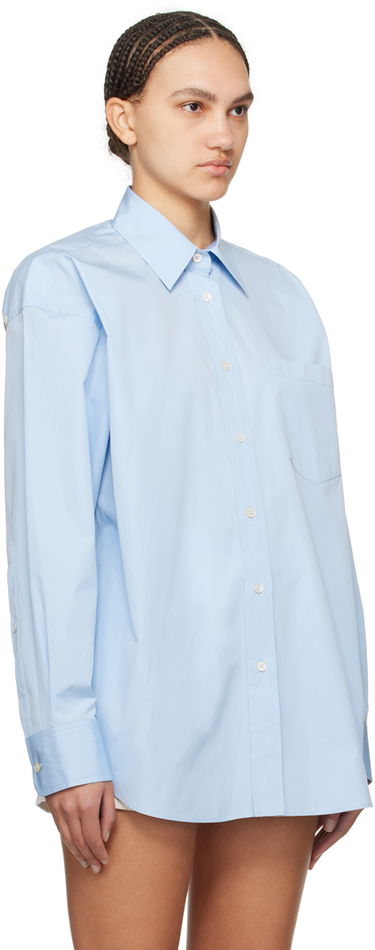 Риза Stella McCartney Stella McCartney Women's Patch Pocket Shirt Синьо | 620093SMA90, 3