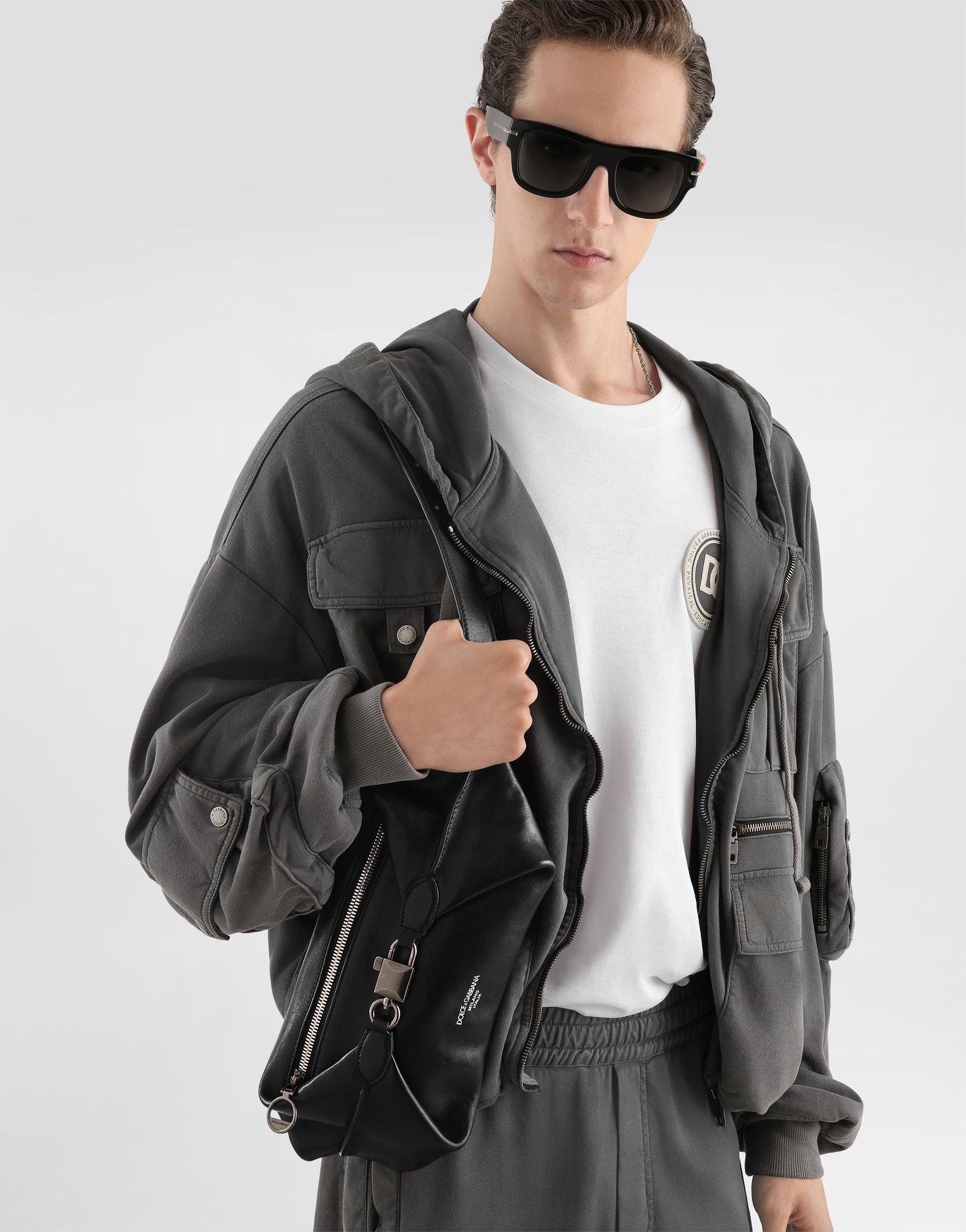 Чанта за кръста Dolce & Gabbana Lock Belt Bag in Tempesta Calfskin Черно | BM2188AU99480999, 1