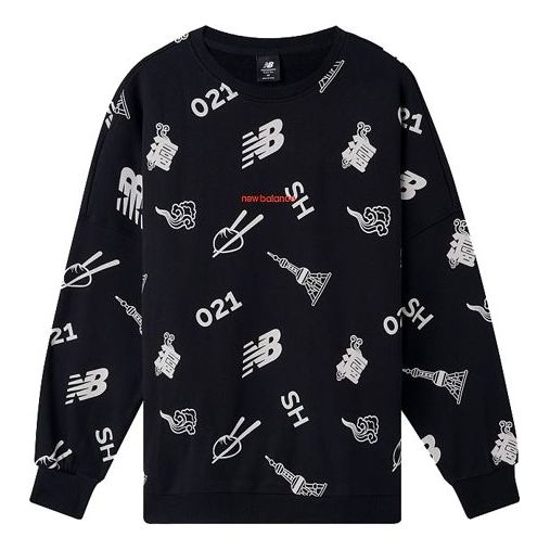 Пуловер New Balance Unisex Graphic Print Round-Neck Sweatshirt Черно | AMT03371-BK