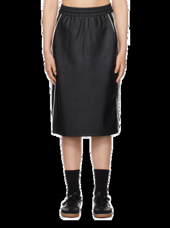 adidas Originals Striped Faux-Leather Midi Skirt IJ5025