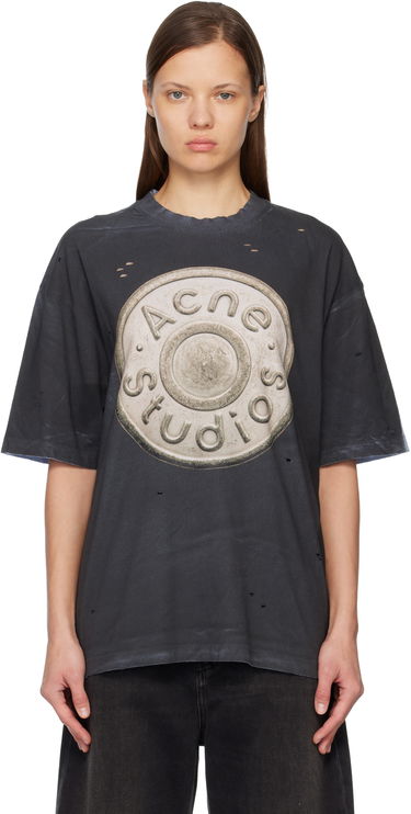 Тениска Acne Studios Acne Studios Distressed Oversized Medallion Logo T-shirt Черно | CL0362-, 0