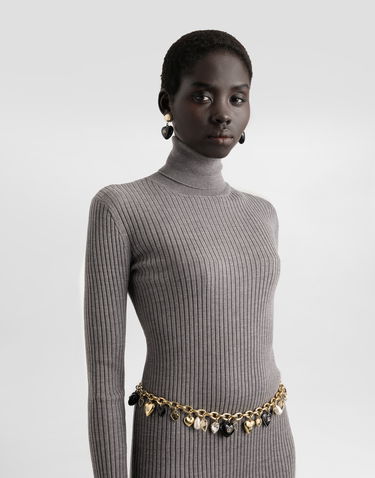 Pокля Dolce & Gabbana Dolce & Gabbana Turtleneck Long Wool Dress Сиво | FXS46TJDVDCN0497, 3