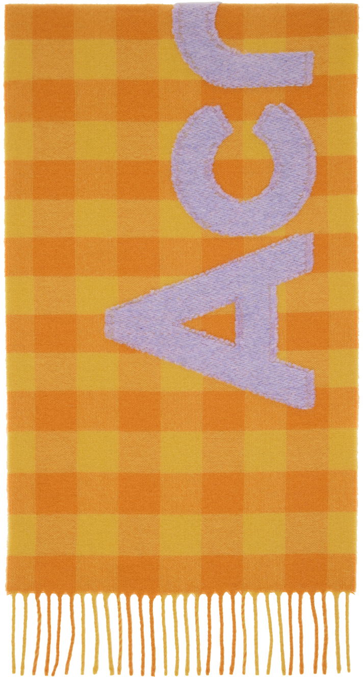 Облекло Acne Studios Orange Check Scarf Оранжево
 | CA0262-, 0