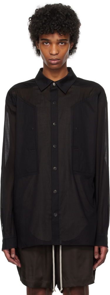Риза Rick Owens Rick Owens Hollywood Jumbo Fogpocket Outer Shirt Черно | RU01E5240 CV, 0