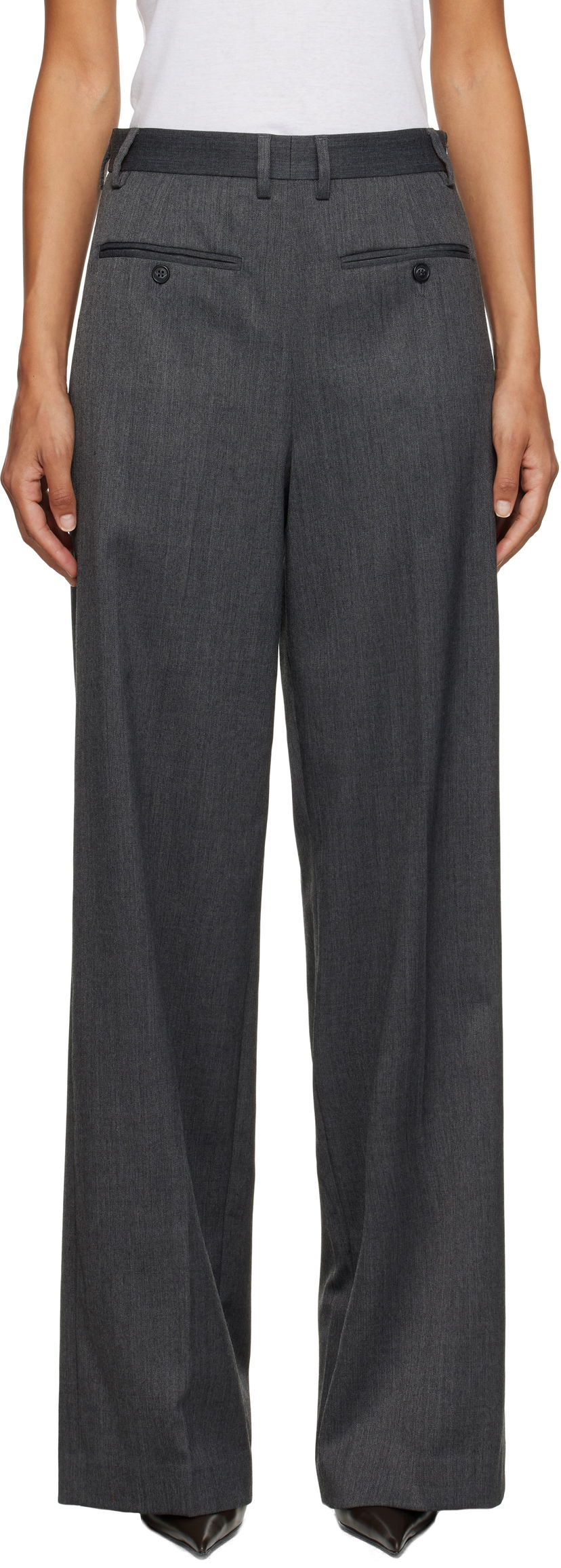Панталони Maison Margiela MM6 Maison Margiela Tailored Wide-Leg Trousers Сиво | S52KA0538 S47848