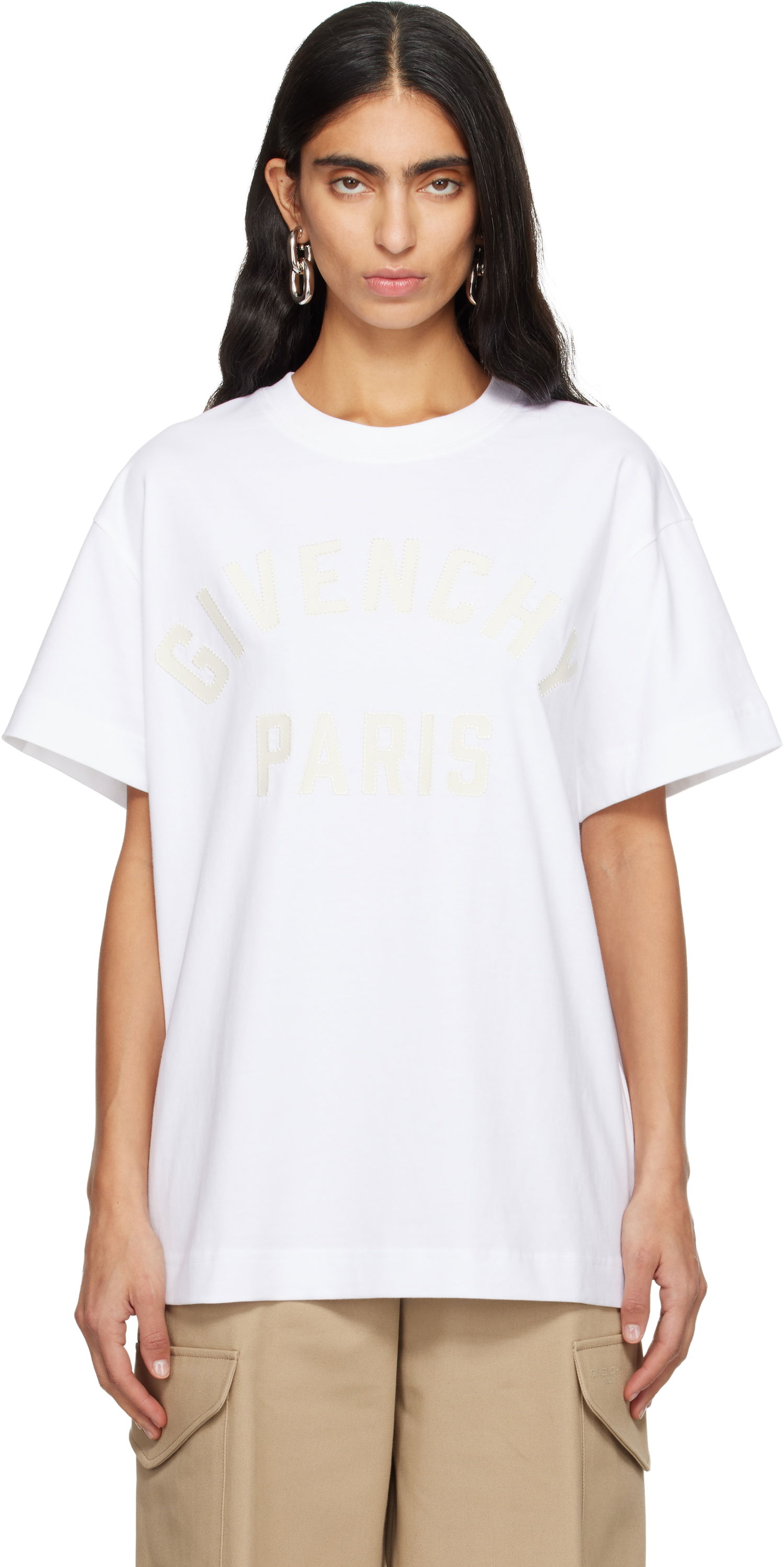 Тениска Givenchy 'Givenchy Paris' Boxy Fit T-shirt Бяло | BW70FM3YRS100, 0