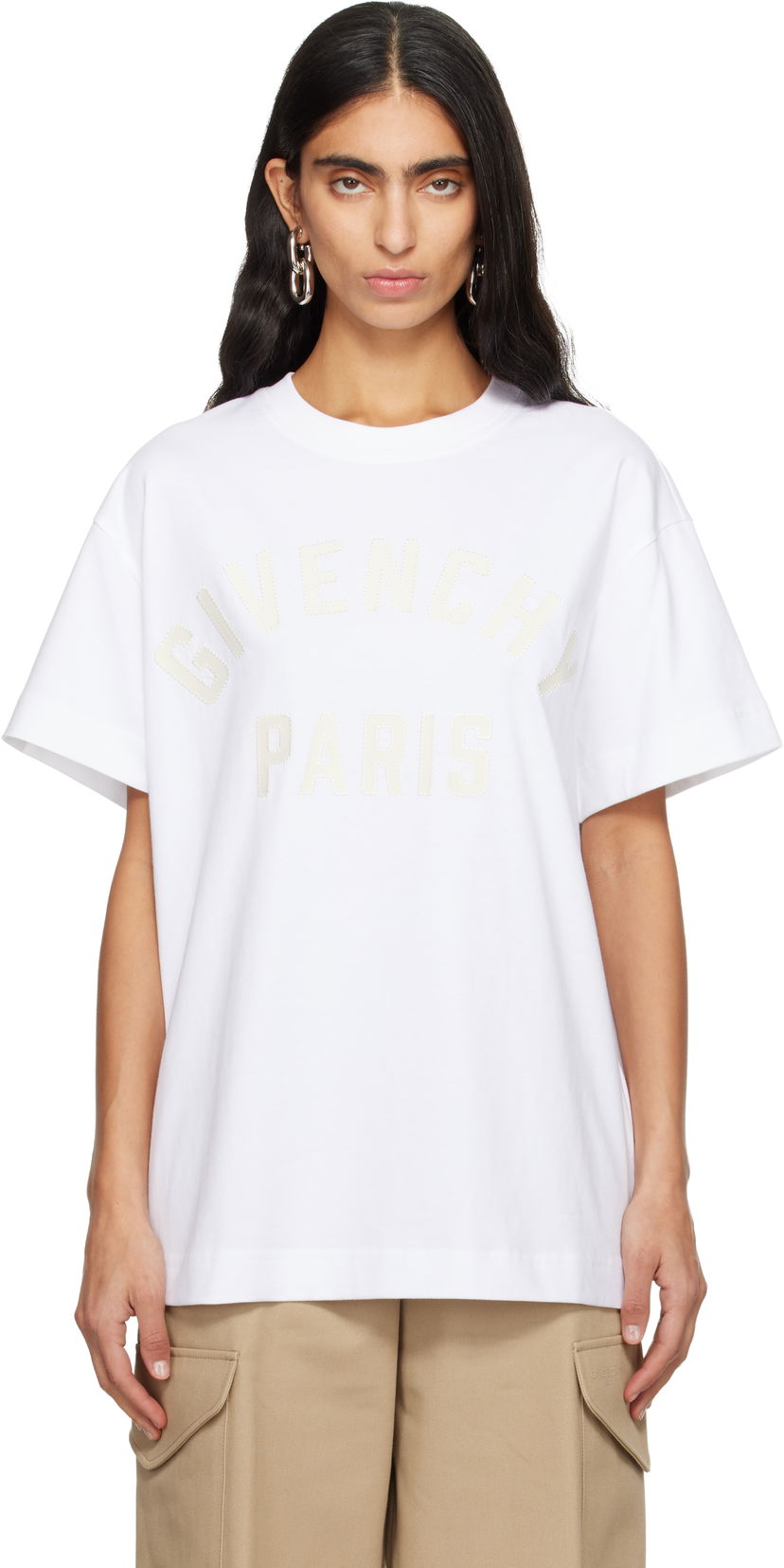 Тениска Givenchy 'Givenchy Paris' Boxy Fit T-shirt Бяло | BW70FM3YRS100